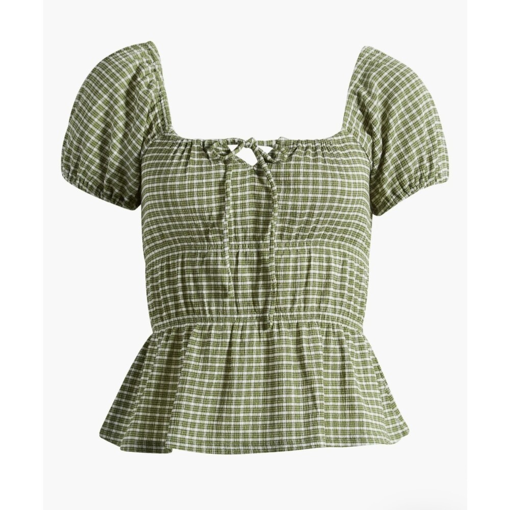 New W/ Tags Madewell Tiered Peplum Top in Sweet Basil Size Small
